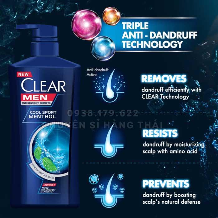 Dầu Gội Clear Men Cool Sport Bạc Hà 450ml