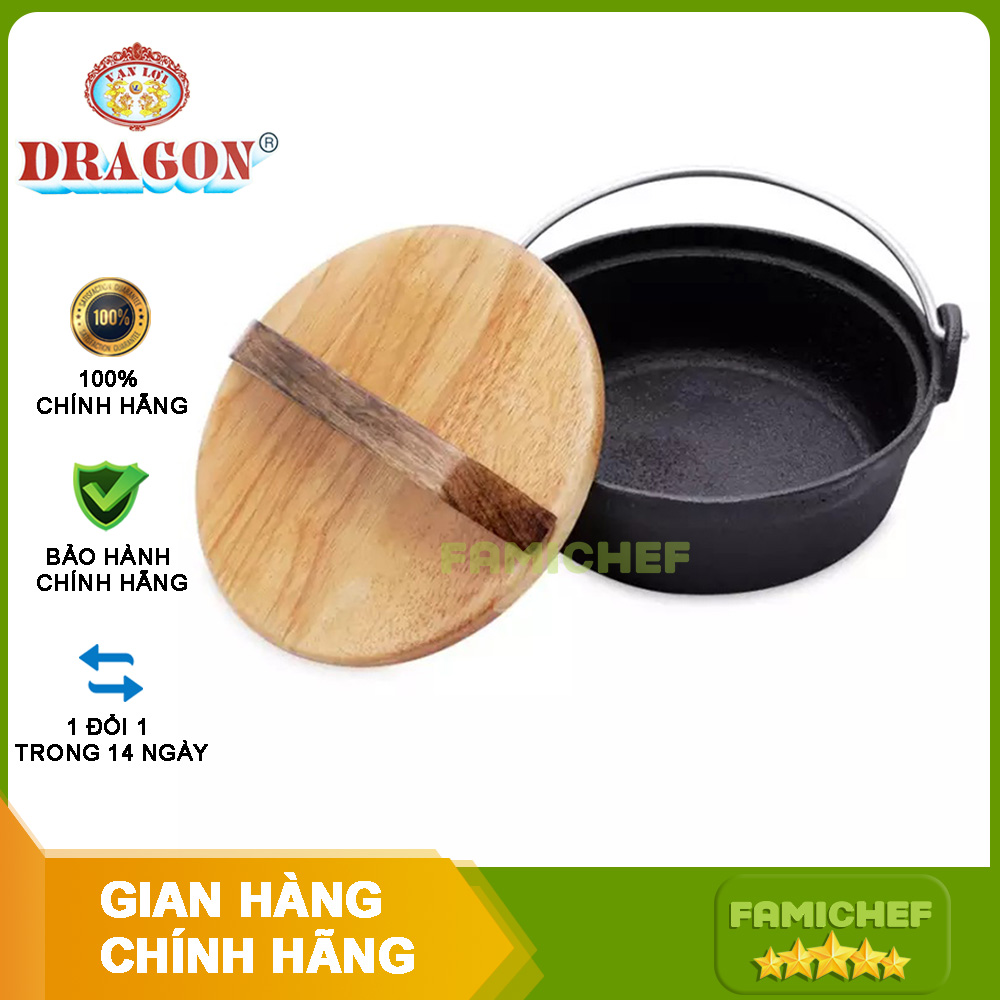 NỒI GANG CHỐNG DÍNH NẮP GỖ DRAGON