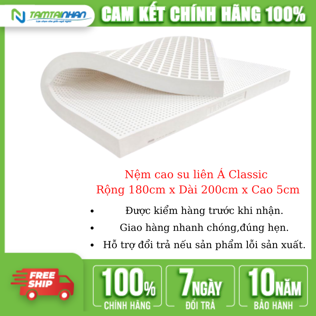 Nệm Cao Su Liên Á Classic 180x200x5cm - NCSLAC18020005