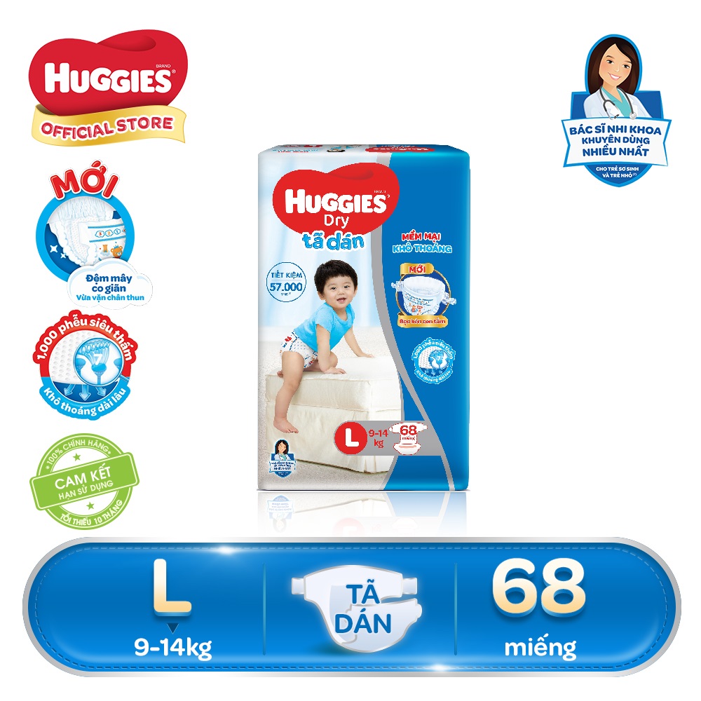 TÃ QUẦN HUGGIES L68 (9-14KG)