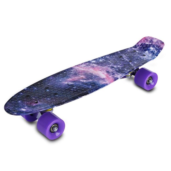 22 inch Stars Pattern Four-wheel Long Skateboard PP Plastic Board Deck - intl