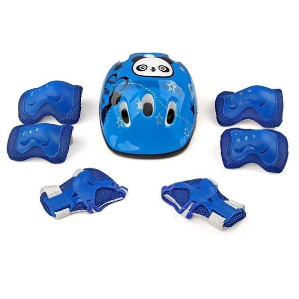 7 cái Kid An Toàn Bộ Mũ Bảo Hiểm Bảo vệ Khuỷu Tay Cổ Tay Lót Đầu Gối Cho Ván Trượt Trượt Patin Đạp Xe (Xanh Dương) -quốc tế