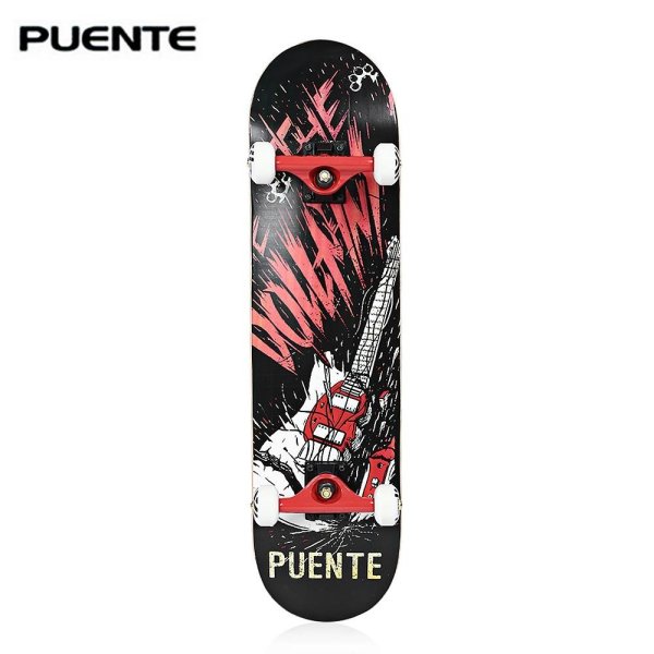 PUENTE 608 ABEC - 9 Adult Four-wheel Double Snubby Maple Skateboard for Entertainment - intl