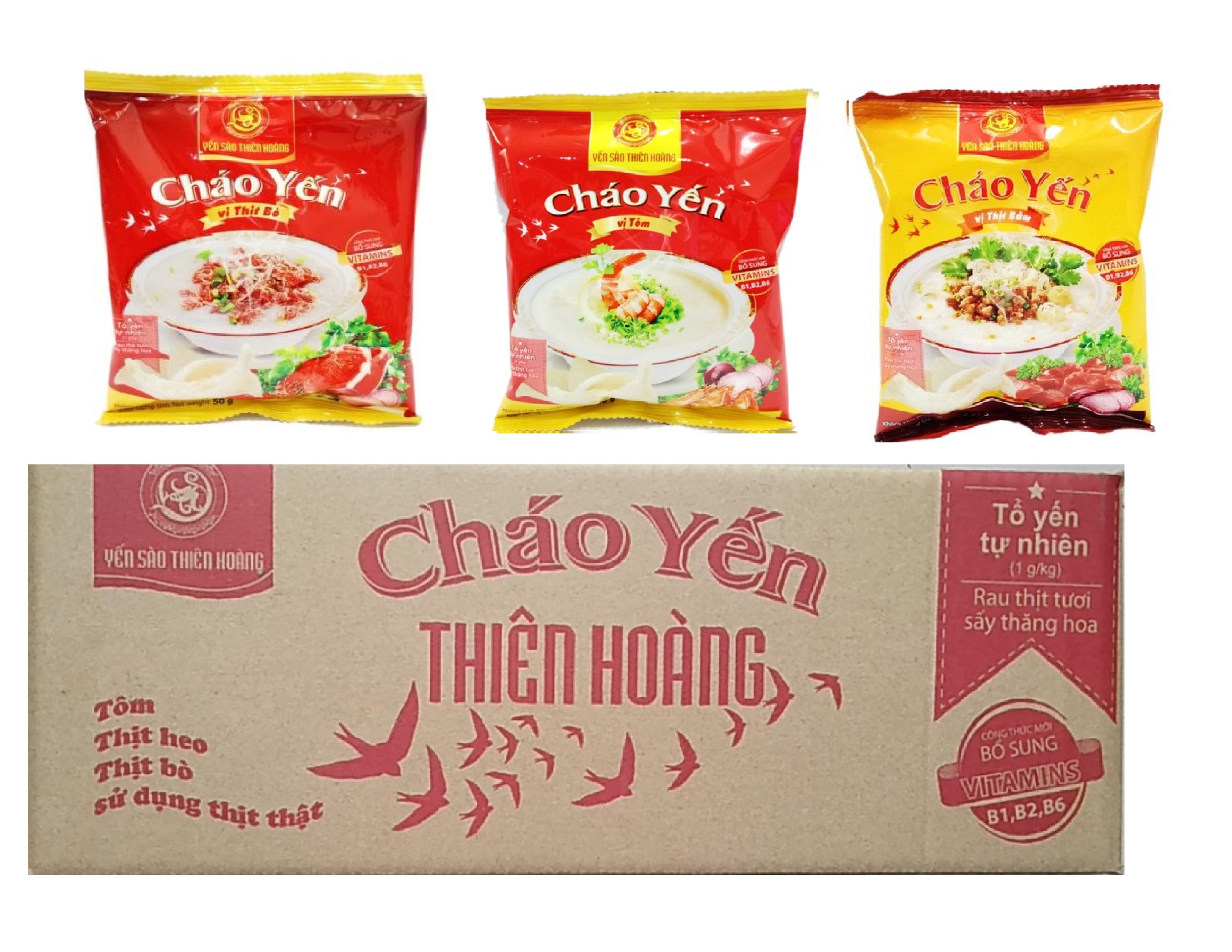 Cháo yến Thiên Hoàng vị thịt bò thùng 30 gói