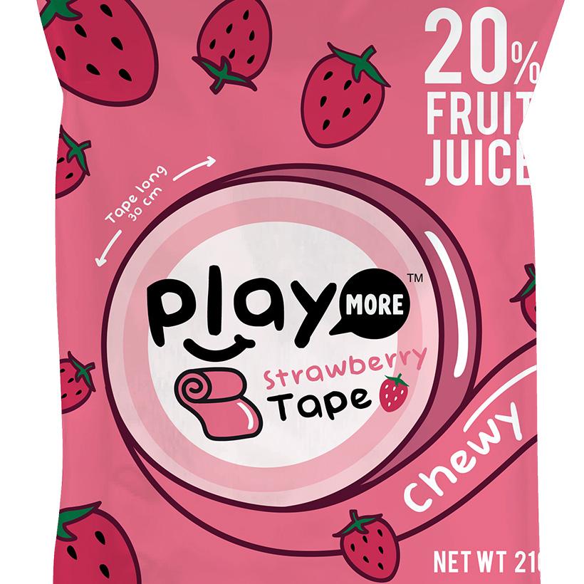 Kẹo dẻo cuộn vị dâu Play More gói 21g