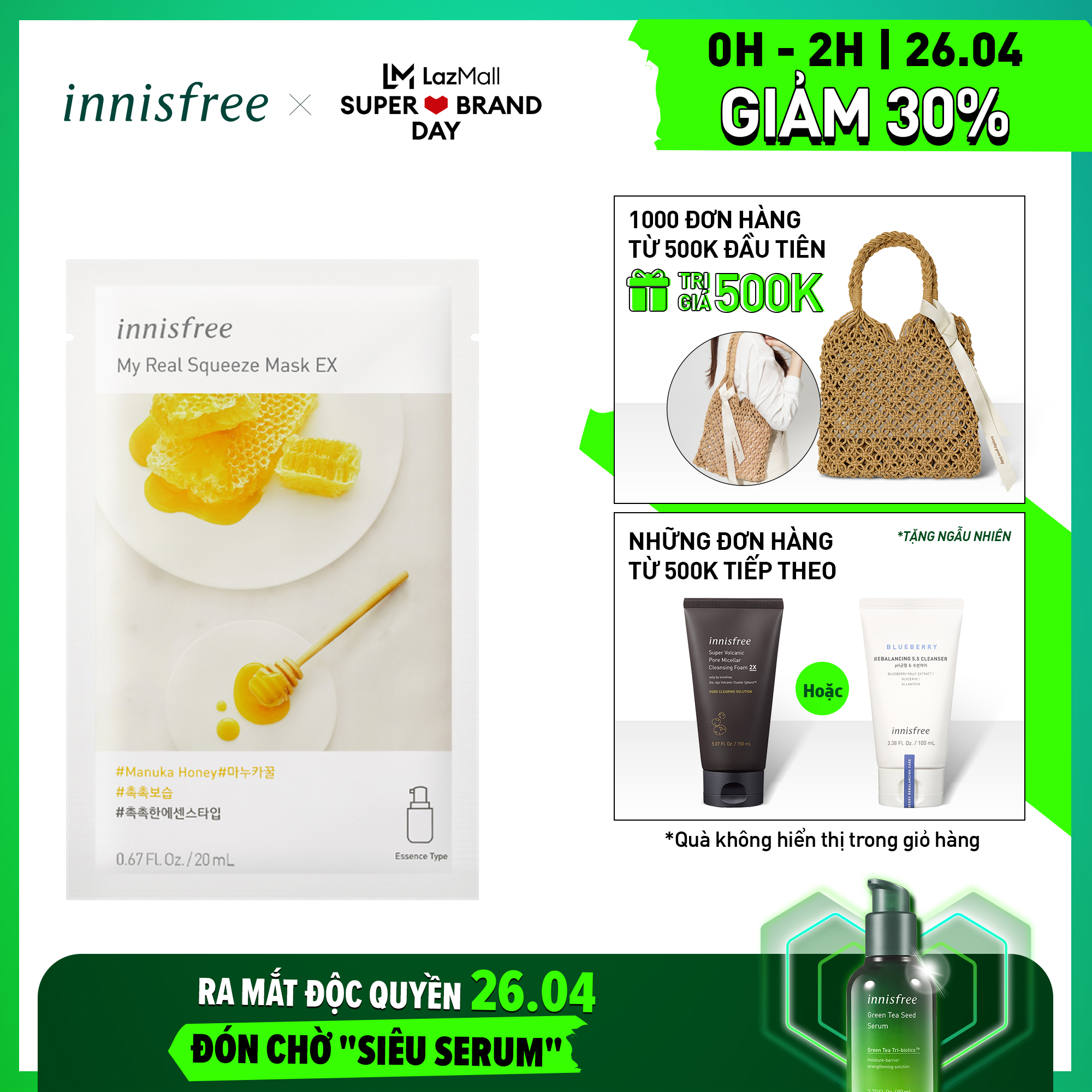 Mặt Nạ Chiết Xuất Mật Ong Innisfree My Real Squeeze Mask