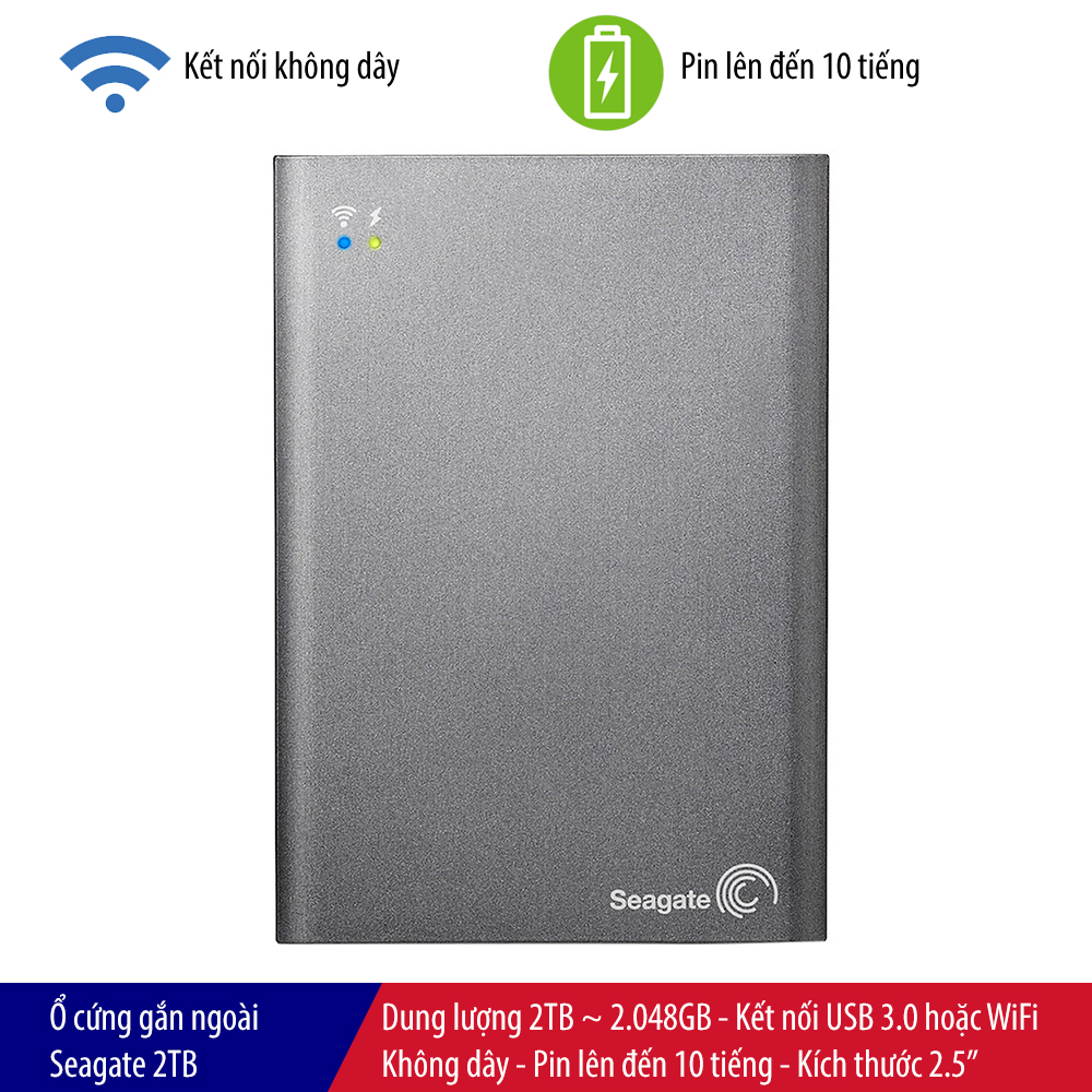 Ổ cứng di động HDD SEAGATE 2TB Wireless Plus Series USB 3.0 STCV2000300