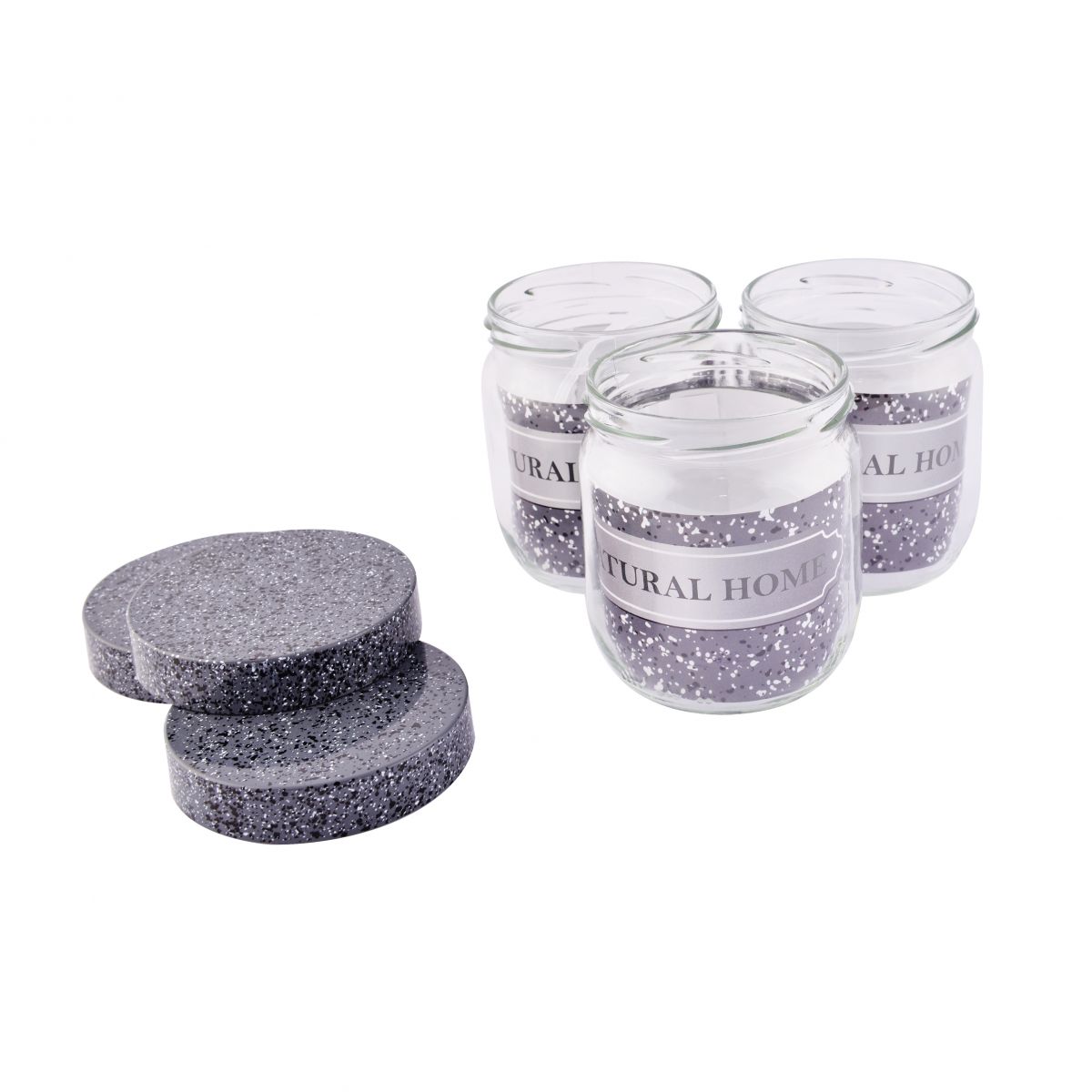 Bộ 3 hũ thuỷ tinh Herevin Granite 139357 - 400ml