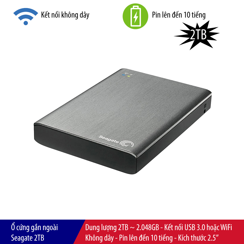 Ổ cứng di động HDD SEAGATE 2TB Wireless Plus Series USB 3.0 STCV2000300