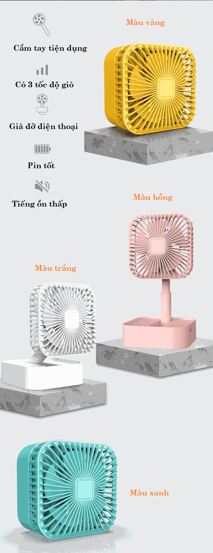 QUẠT MINI TÍCH ĐIỆN GẤP GỌN JY-1129