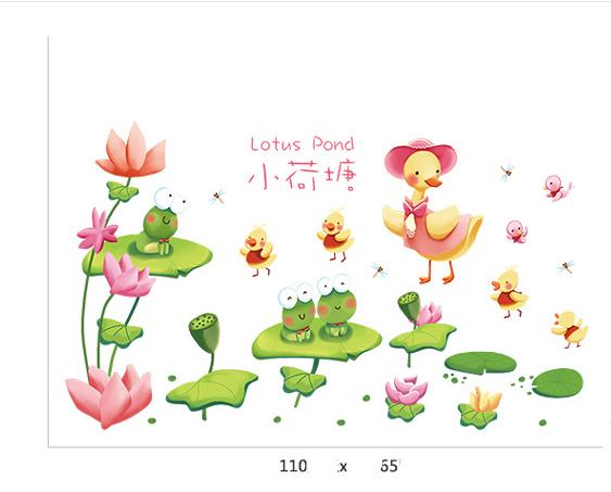 Decal trang trí dán tường đàn vịt vàng