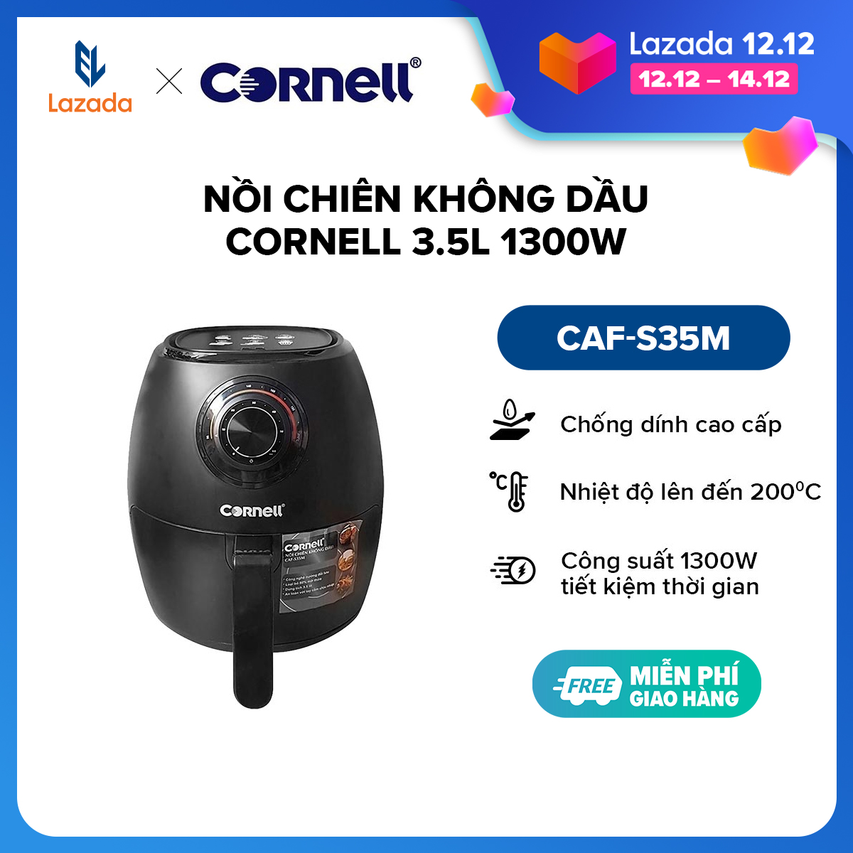 Nồi chiên không dầu Cornell CAF-S35M - 3.5 lít