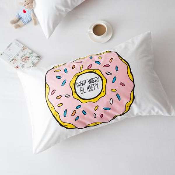 Cotton Chất Lượng Cao Vải Dệt Bằng Tơ Vỏ Gối Ins Donut Gd Mặt Cười Giản Lược Trắng Chữ Cái Tao Nhã Nổi Danh Trên Mạng Đơn Vỏ Gối