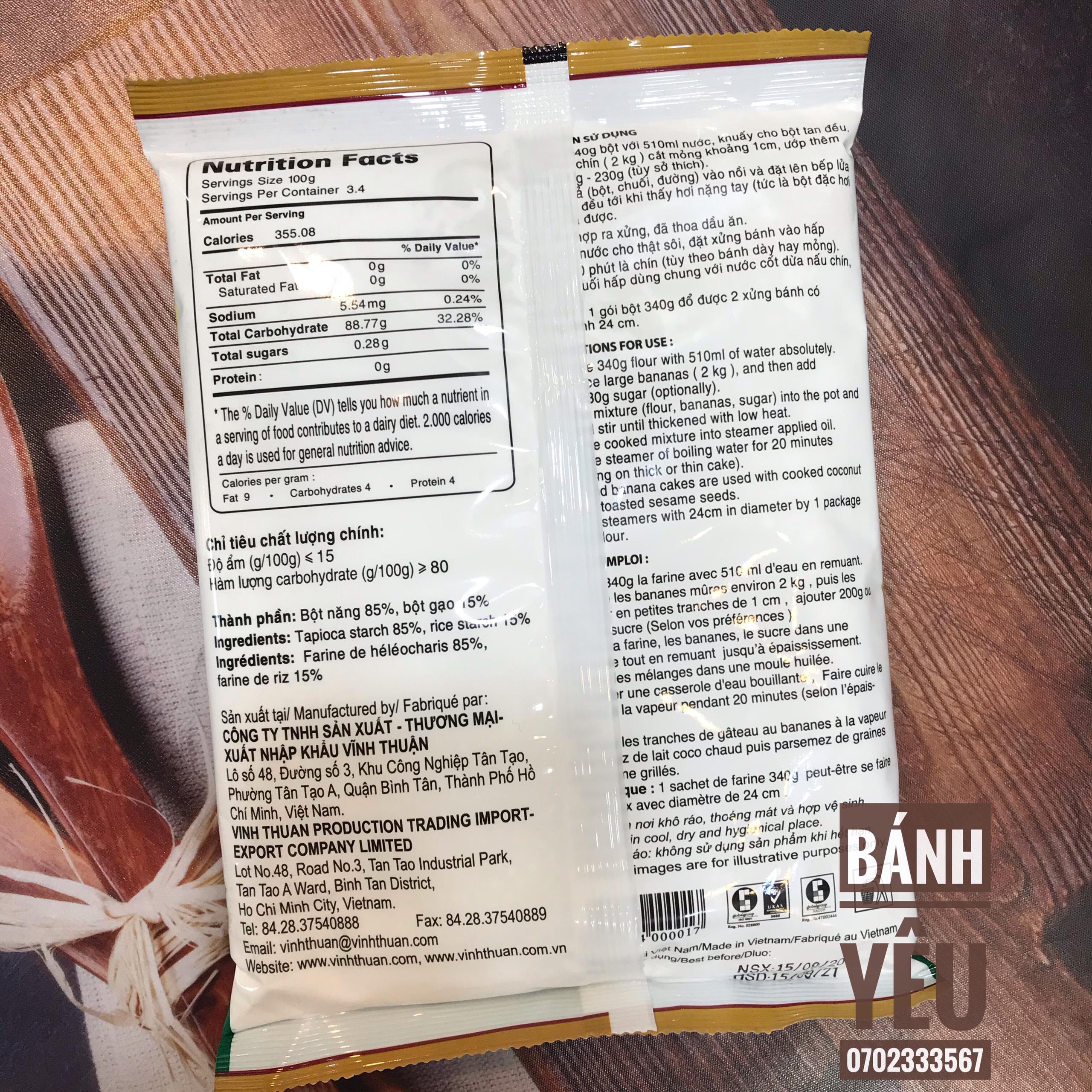 Bột Chuối Hấp Vĩnh Thuận 340g/400g