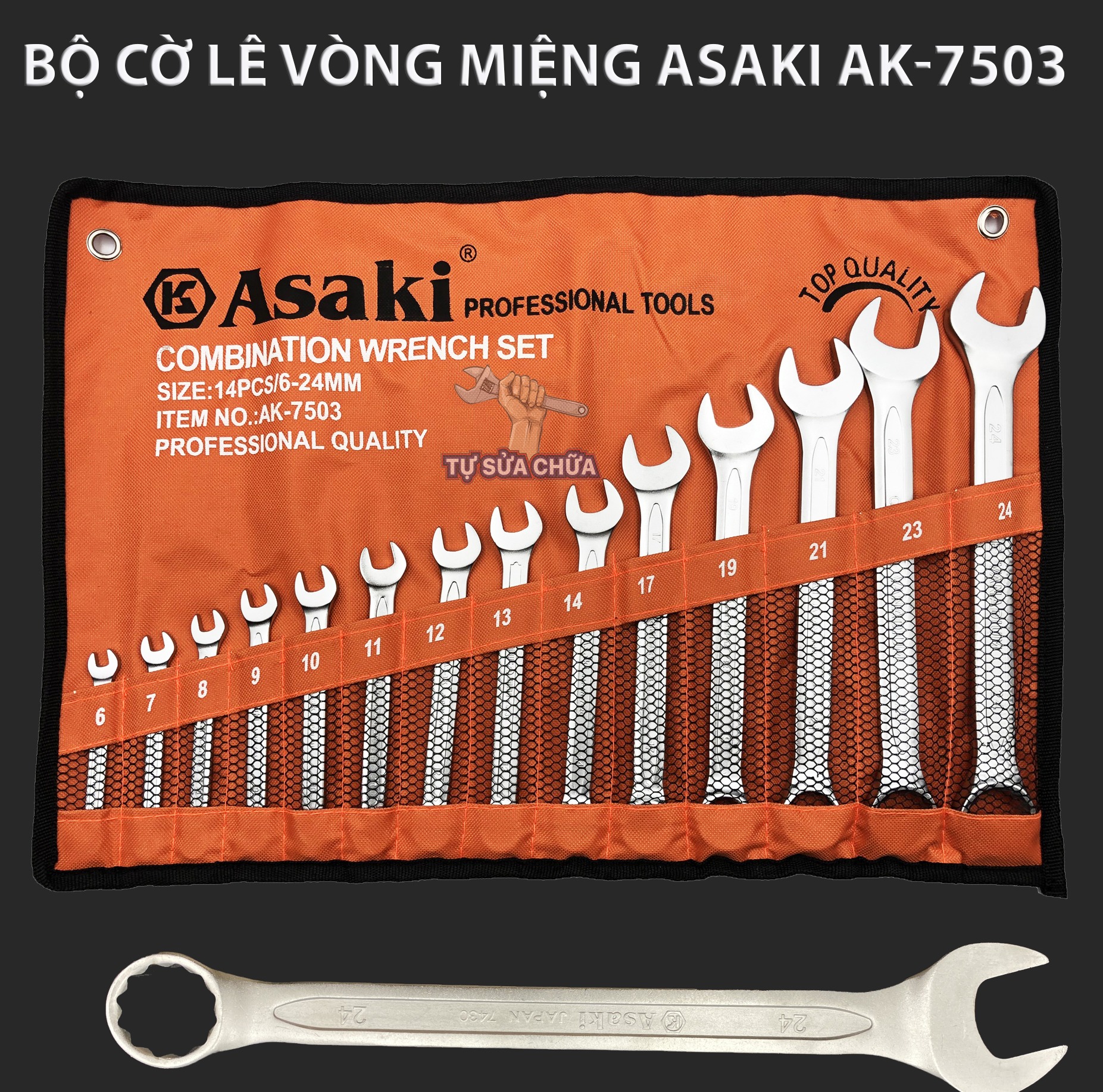 Bộ vòng miệng Asaki AK-7503 14chi tiết 6-14mm