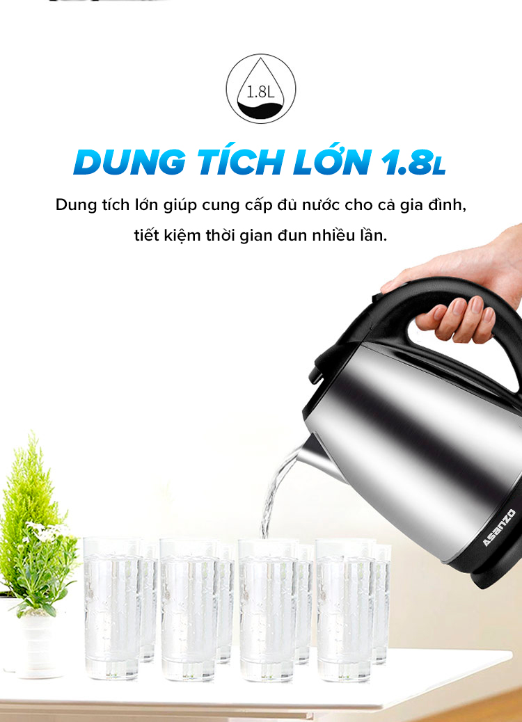 Ấm đun siêu tốc Asanzo SK-1800 1.8 lít