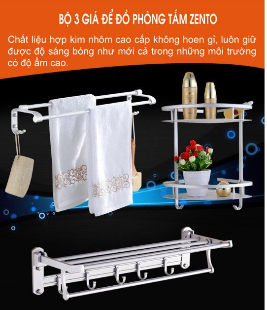 BỘ 3 GIÁ ĐỂ ĐỒ PHÒNG TẮM ZENTO OLO-083