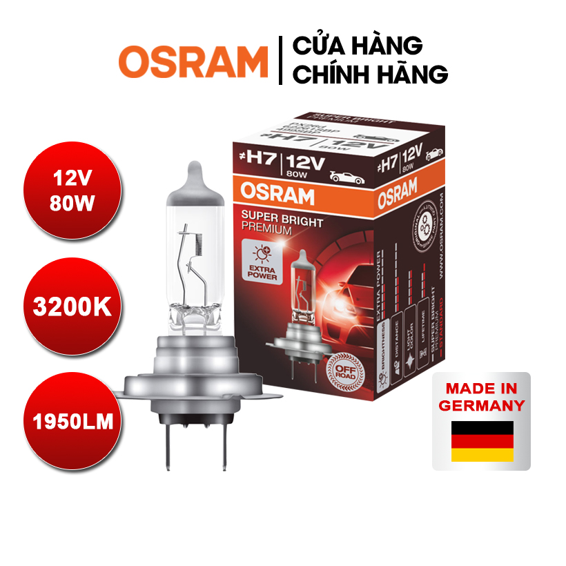 Bóng Đèn Halogen OSRAM Super Bright Premium H7 12V 80W Nhập Khẩu