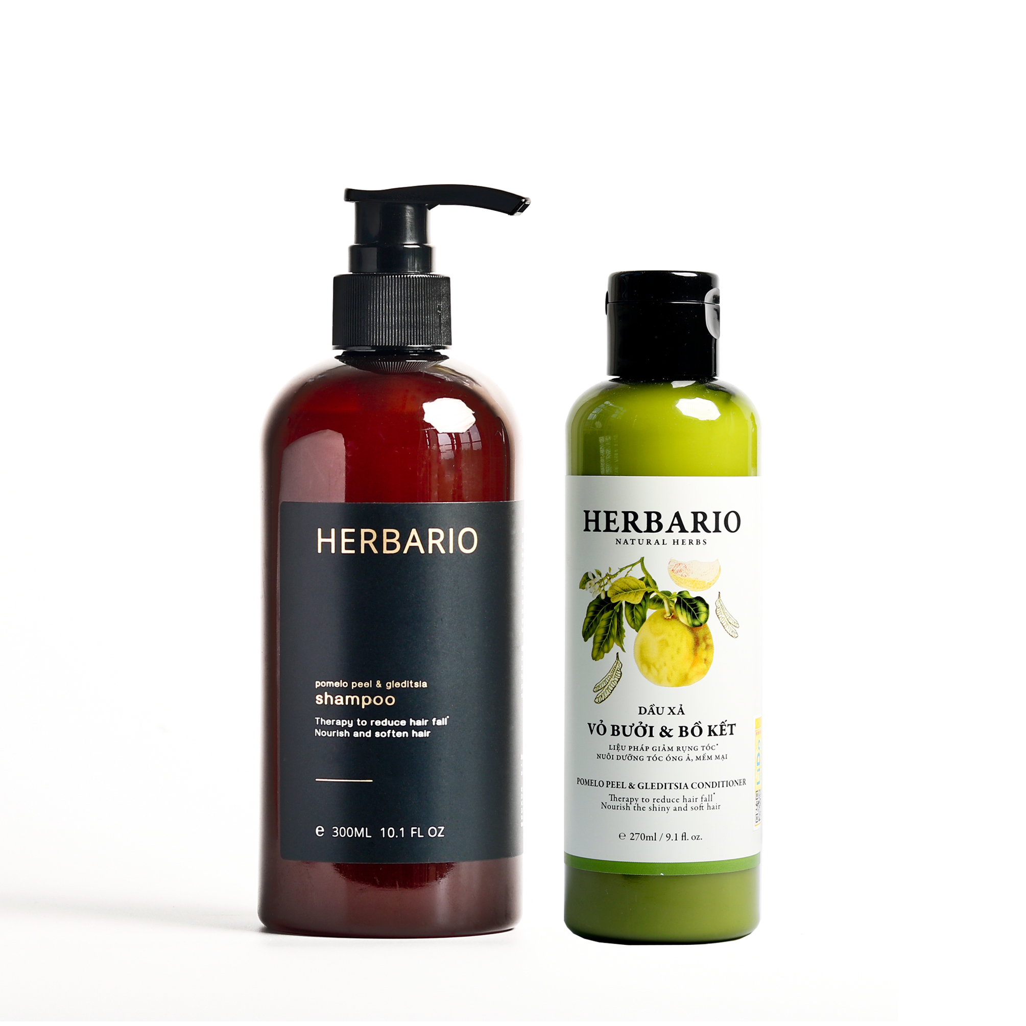 Bộ Dầu Gội Và Dầu Xả Herbario Vỏ Bưởi Và Bồ Kết