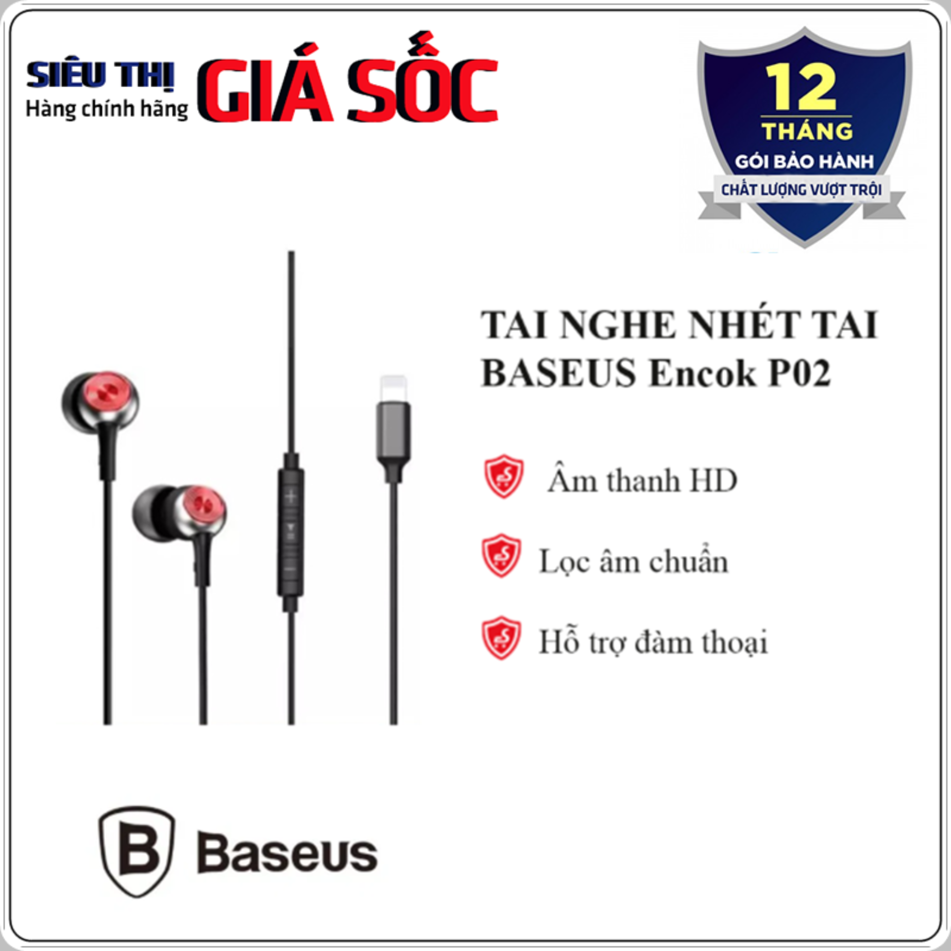 Tai nghe nhét tai Baseus Encok P02