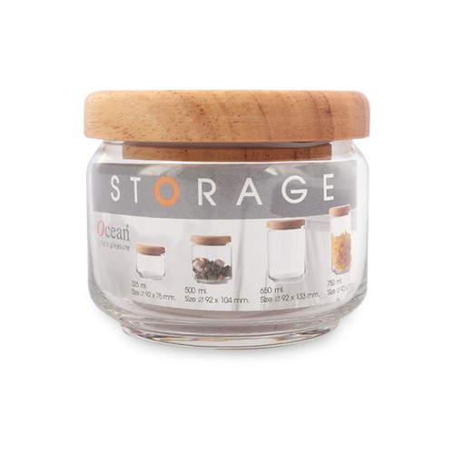 HŨ THỦY TINH NẮP GỖ OCEAN POP JAR B02511