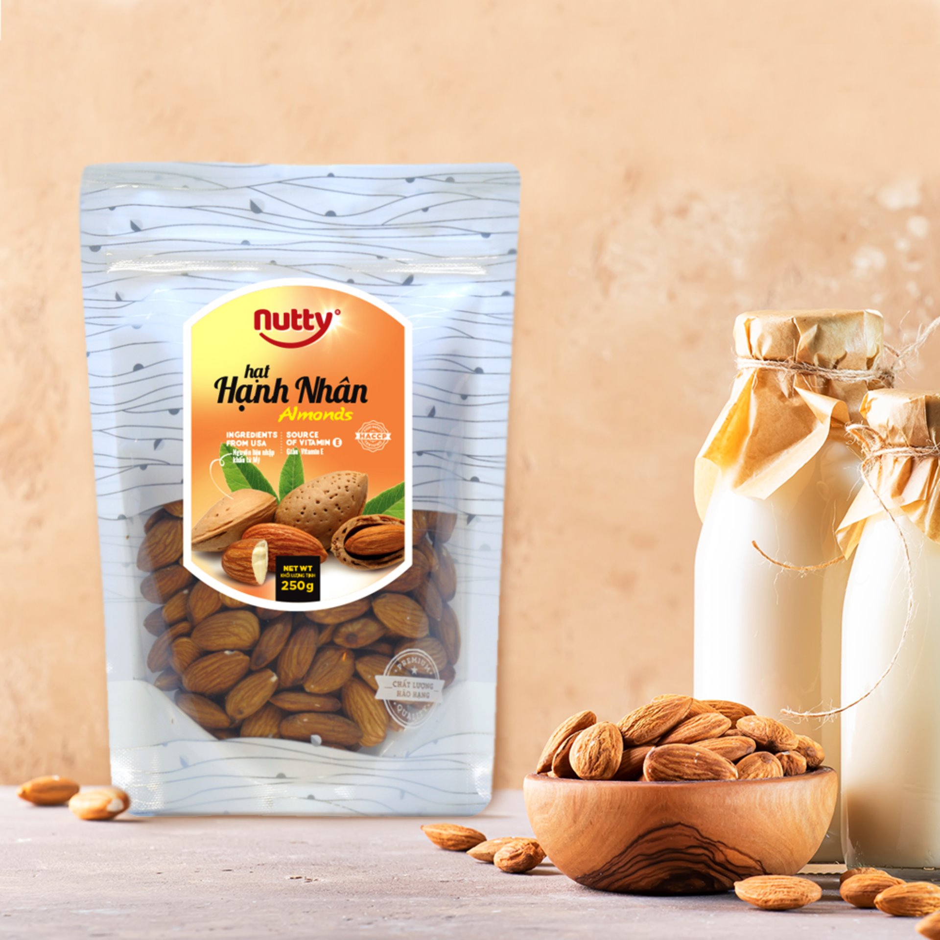 Hạt hạnh nhân Nutty túi 250g