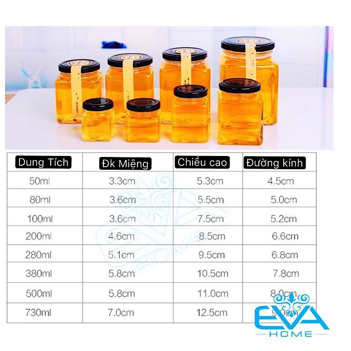 BỘ 6 HŨ THỦY TINH VUÔNG NẮP VẶN 280ML