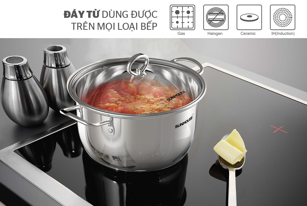 BỘ 3 NỒI INOX SUNHOUSE SHG788