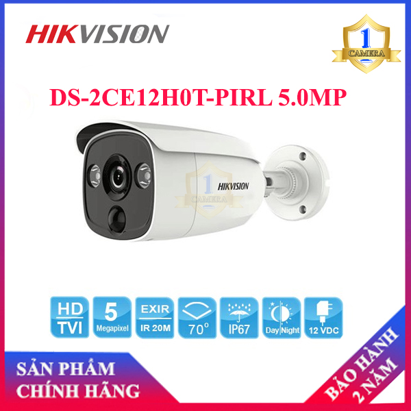 Camera HD-TVI Hikvision DS-2CE12H0T-PIRL - 5MP