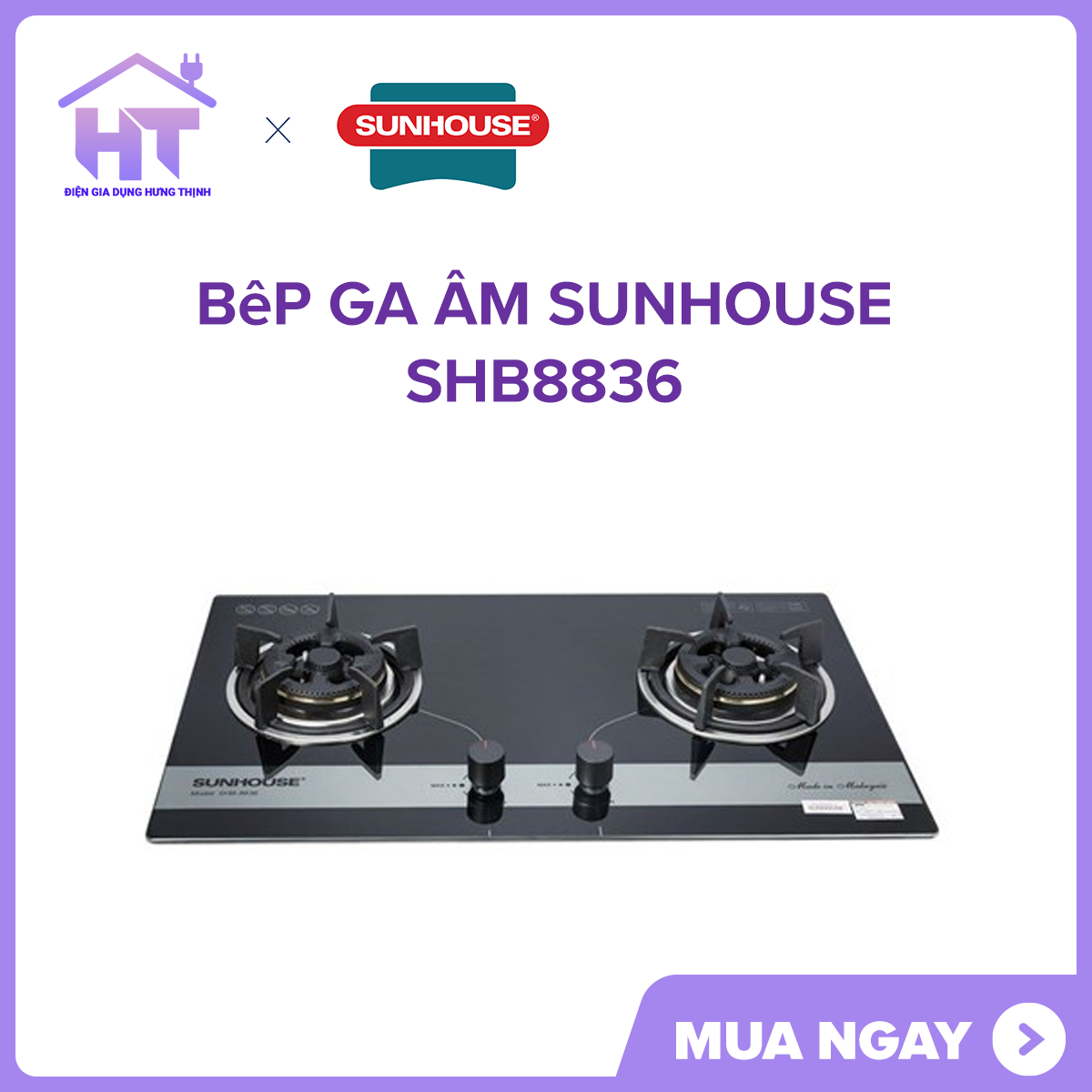 Bếp ga âm Sunhouse SHB8836