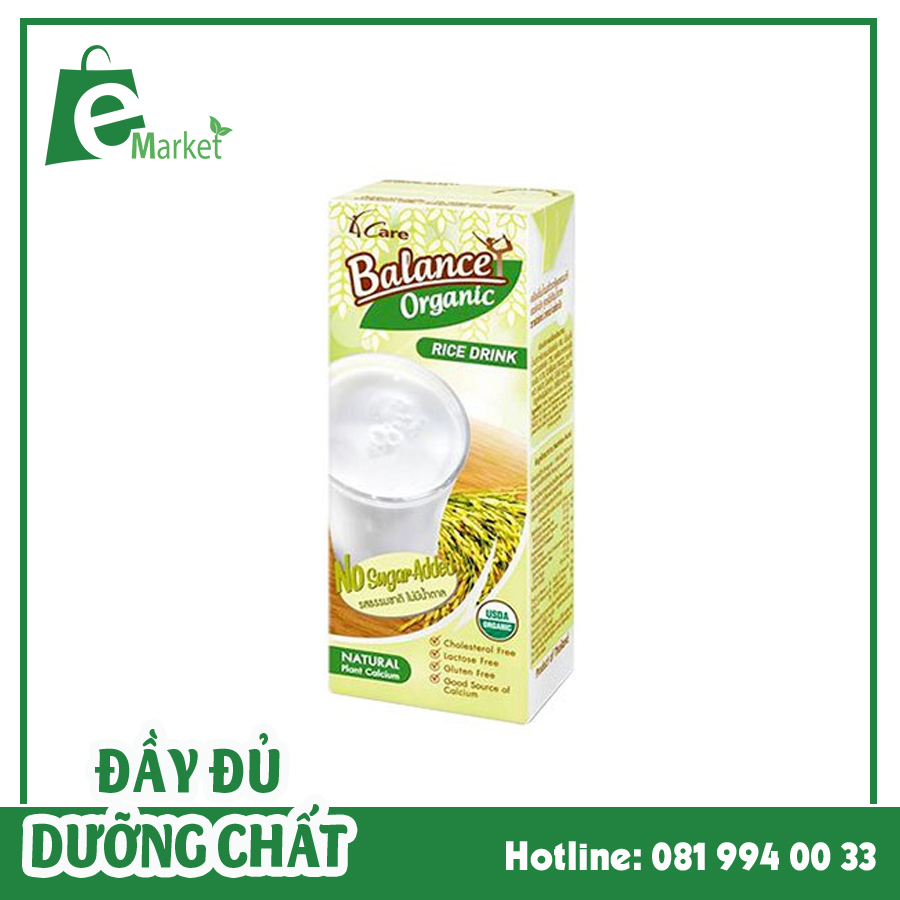 Sữa Gạo Balance Organic không đường 180ml