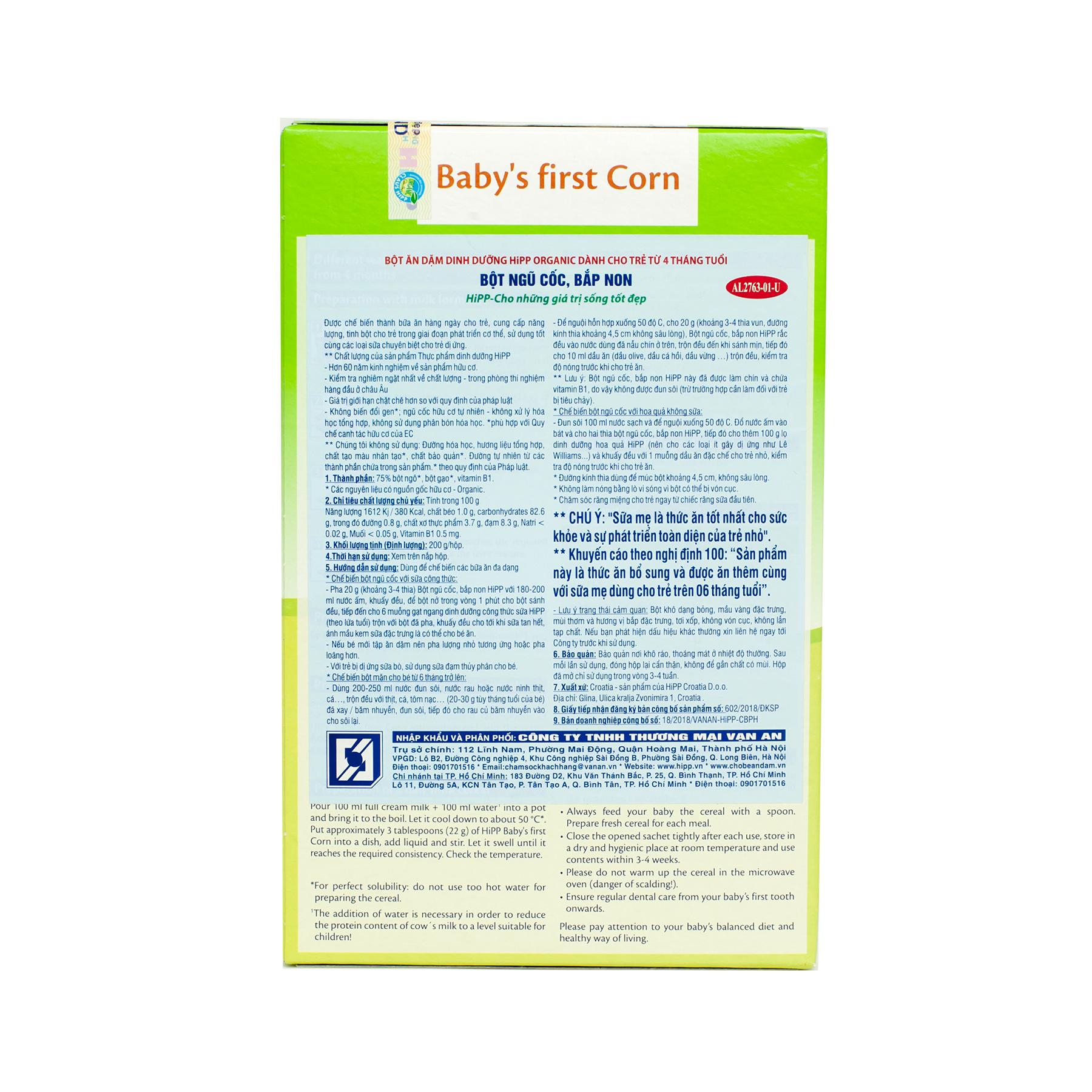 Bột ngũ cốc HiPP Organic bắp non