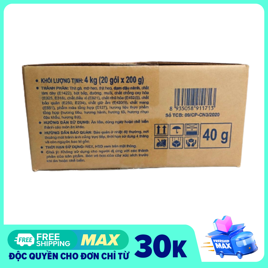 Xúc Xích Cp 200g thùng 20 gói