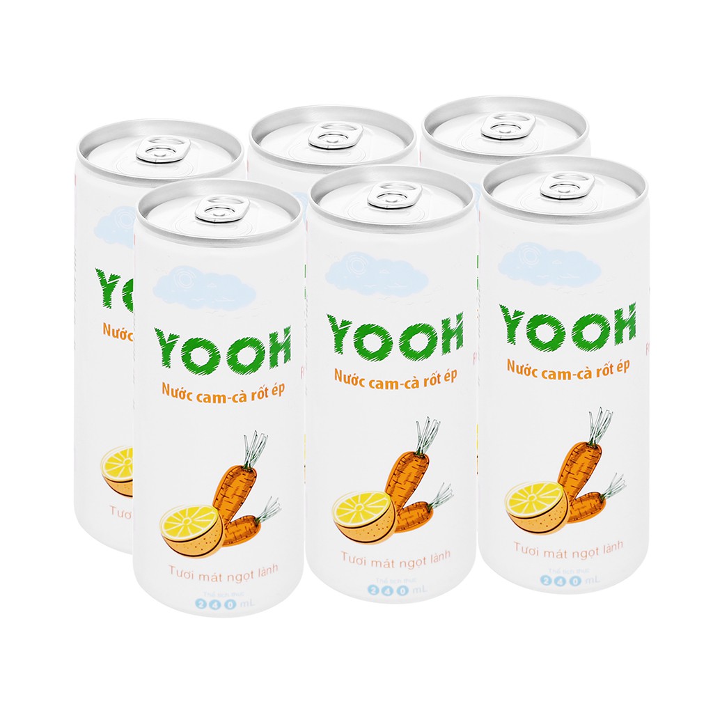 Nước ép Yooh cam cà rốt 240ml lốc 6 lon