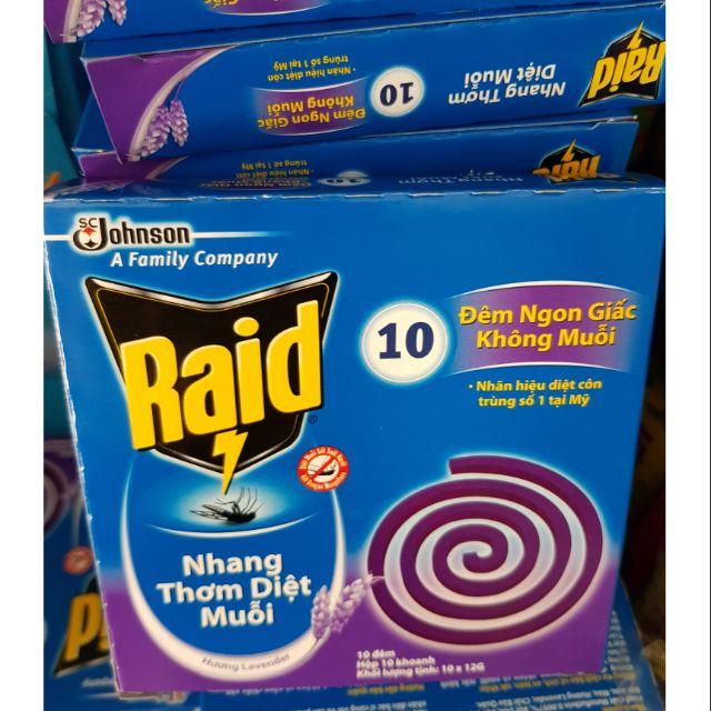 Nhang muỗi Raid hương Lavender combo 10 hộp