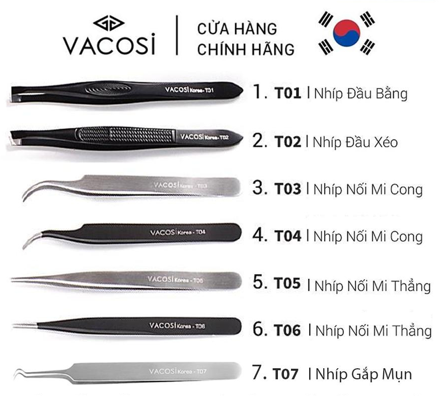 Nhíp nối mi thẳng Vacosi T05