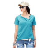 Áo Thun Nữ Cổ Trụ Lật Nút T&D D35