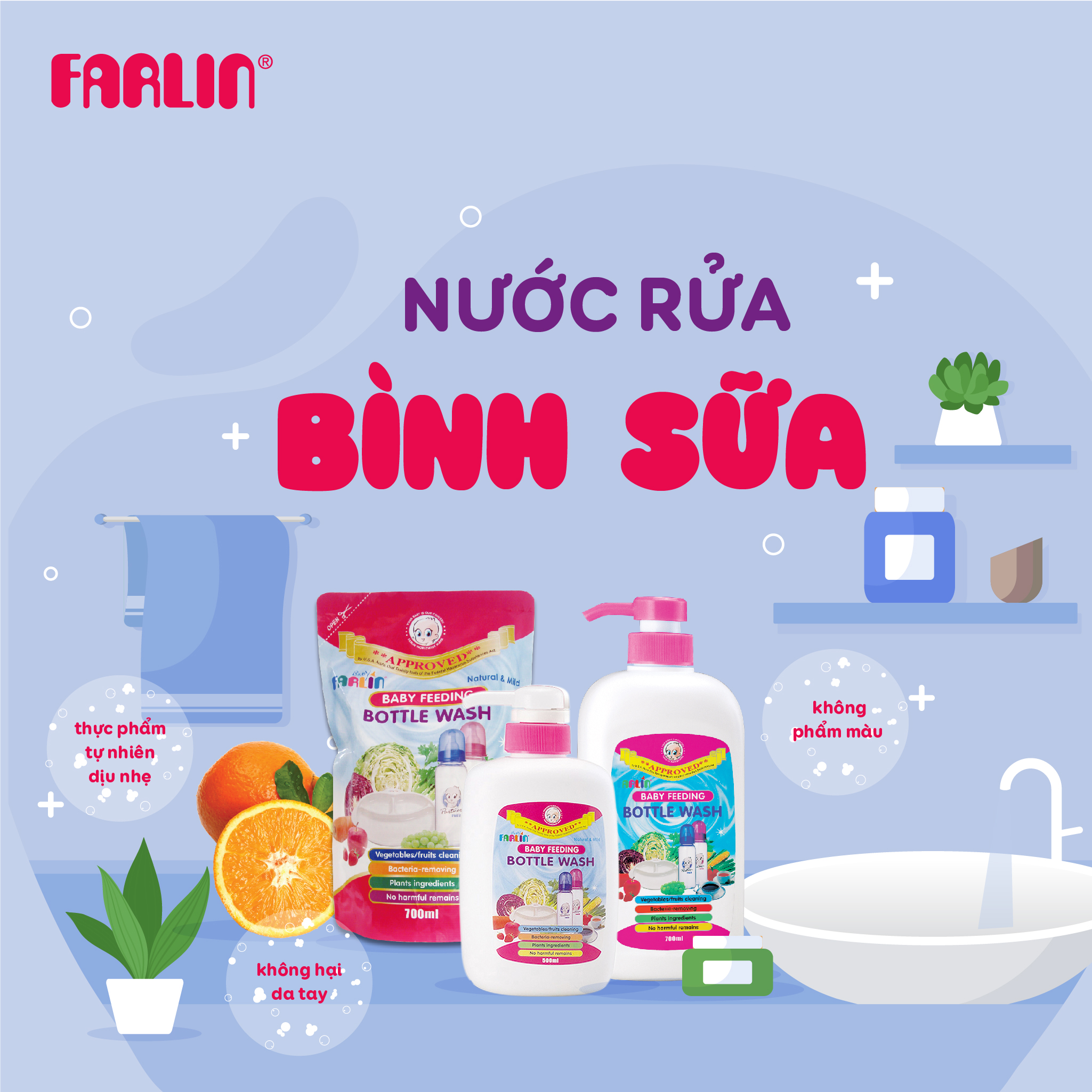 Nước rửa bình sữa Farlin 500ml