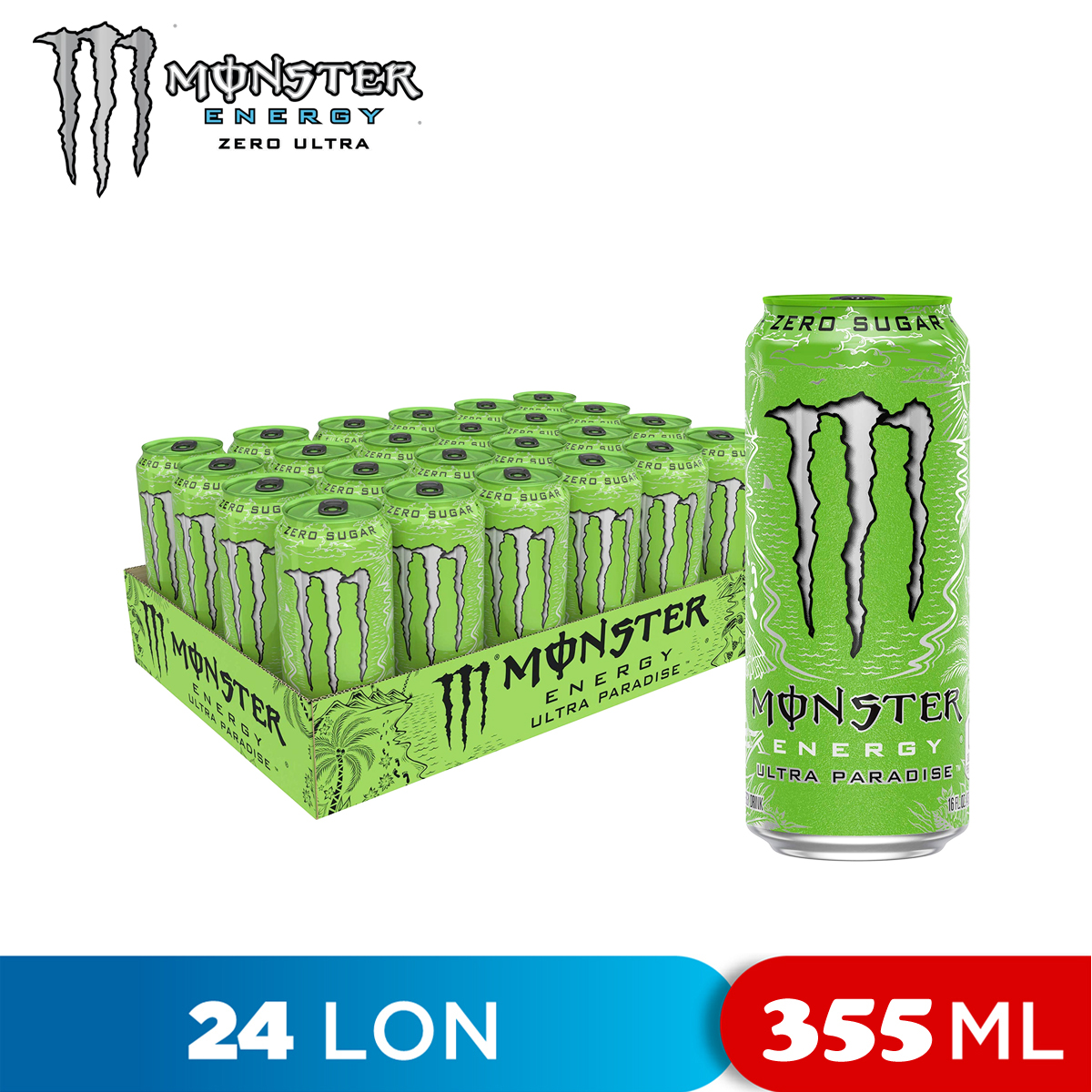 Monster Energy Ultra Paradise Sugar Free Energy Drink 16 Fl Oz 12pk