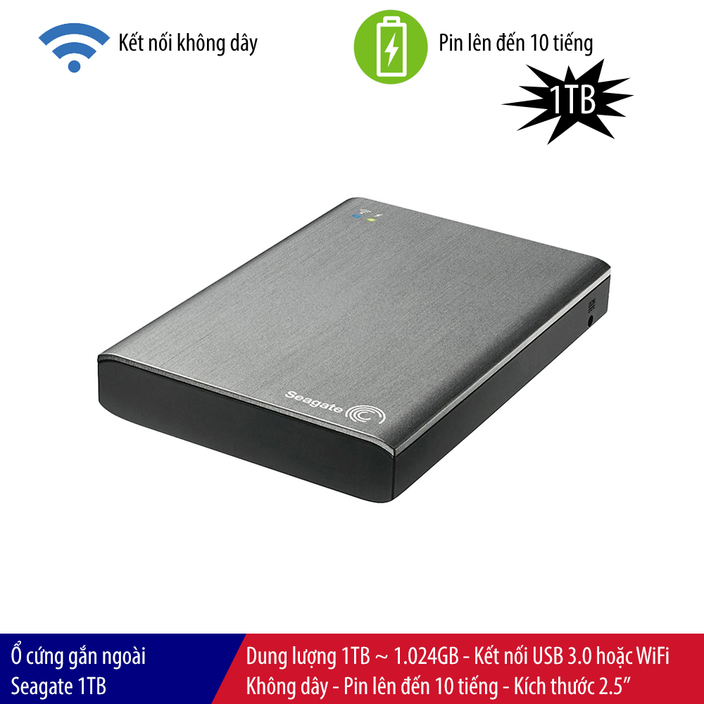 Ổ cứng di động HDD SEAGATE 1TB Wireless Plus Series USB 3.0 STCK1000300
