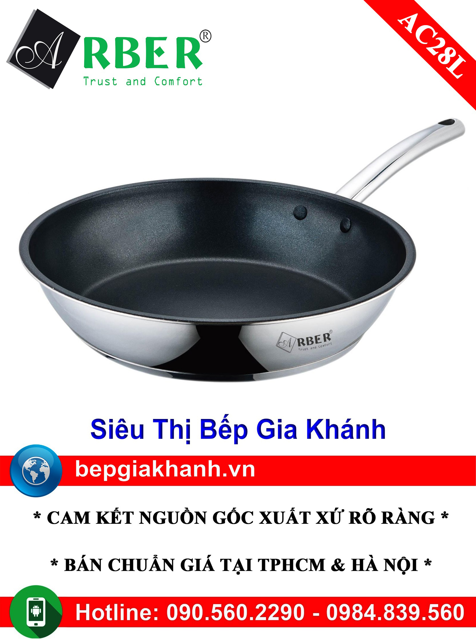 Chảo Chống Dính Sâu Lòng Arber AC-28L