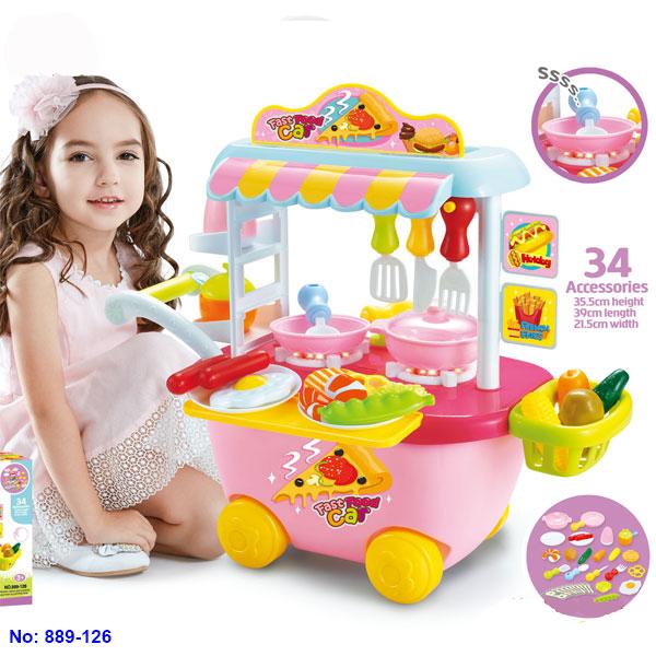 Bộ đồ chơi nấu đồ ăn nhanh xe đẩy 889-126
