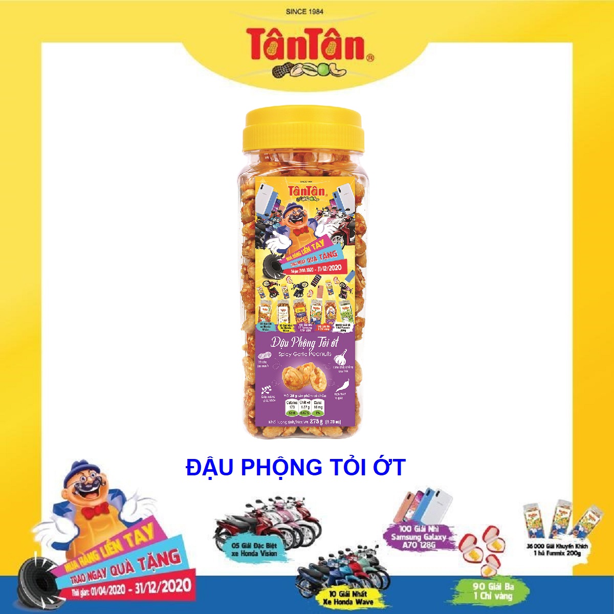 Đậu phộng tỏi ớt Tân Tân hũ 275g