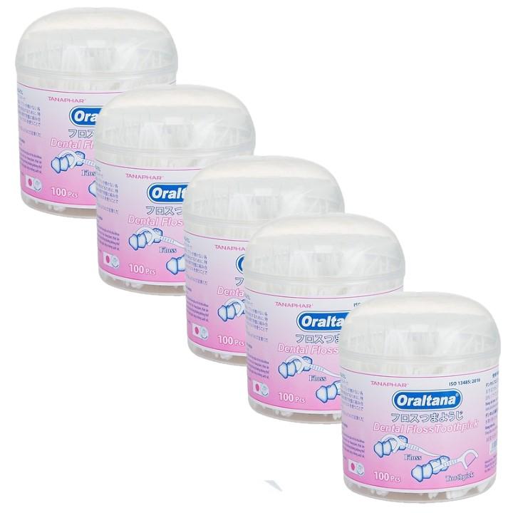 Tăm chỉ nha khoa Oraltana 100 cái Combo 5 hộp