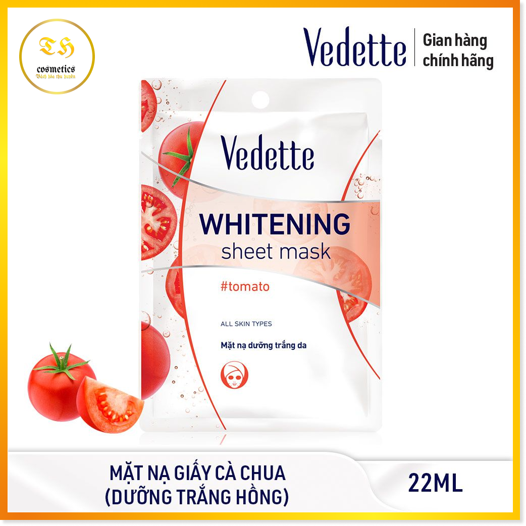 Mặt Nạ Giấy Dưỡng Trắng Da Vedette Whitening & Mask Tomato 25g