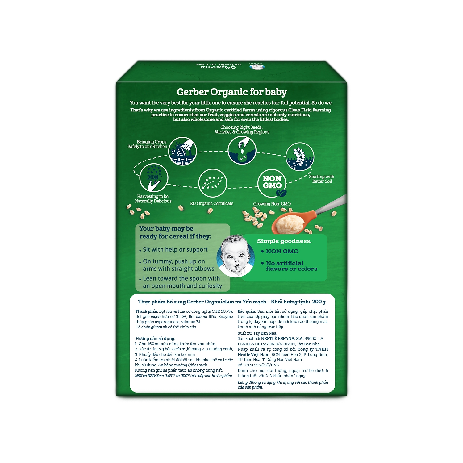 Bột ăn dặm Gerber Organic lúa mì yến mạch 200g