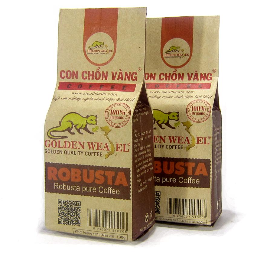 Cà phê bột nguyên chất Robusta Con Chồn Vàng