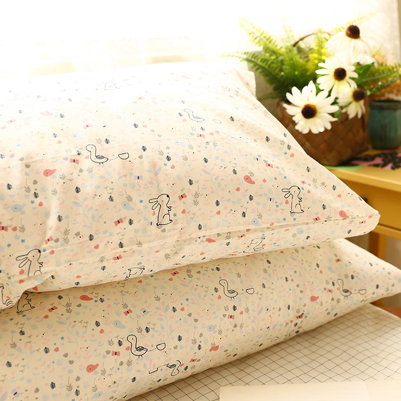 Kiểu Hàn Vẽ Tay Hoạt Hình Vịt Con Ban Đầu Họa Tiết Hoa 100% Cotton 100% Cotton Đơn Vỏ Gối Vỏ Gối Một Con