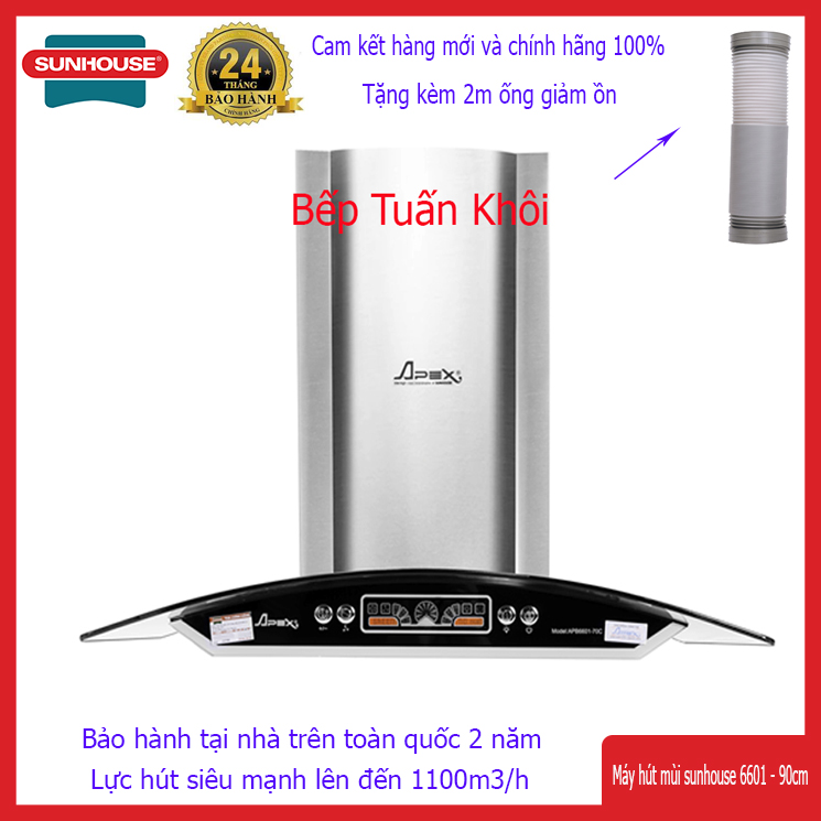 Máy Hút Mùi Kính Cong Sunhouse APB6601-90C