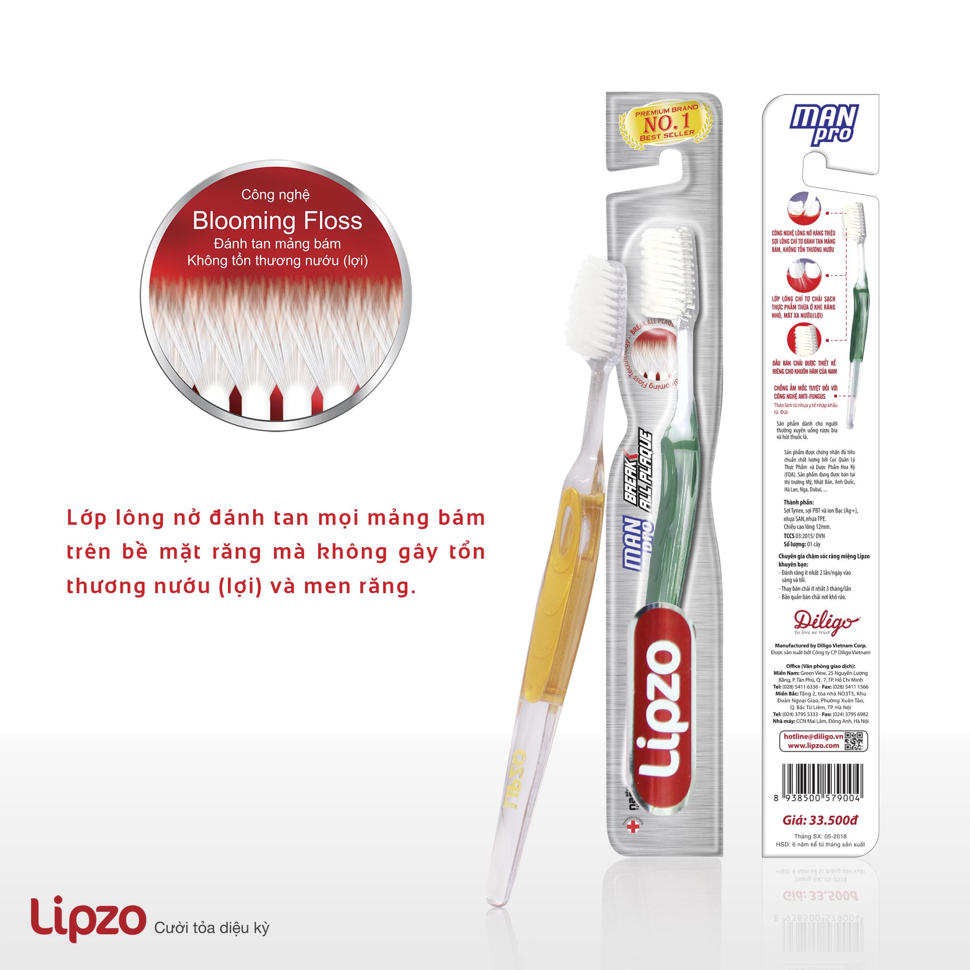 Bàn chải đánh răng cao cấp chỉ tơ nha khoa siêu mềm-Lipzo Pro for Men